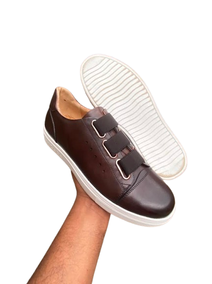 Men's Premium Leather Smart Casual Elastic Strap Sneakers